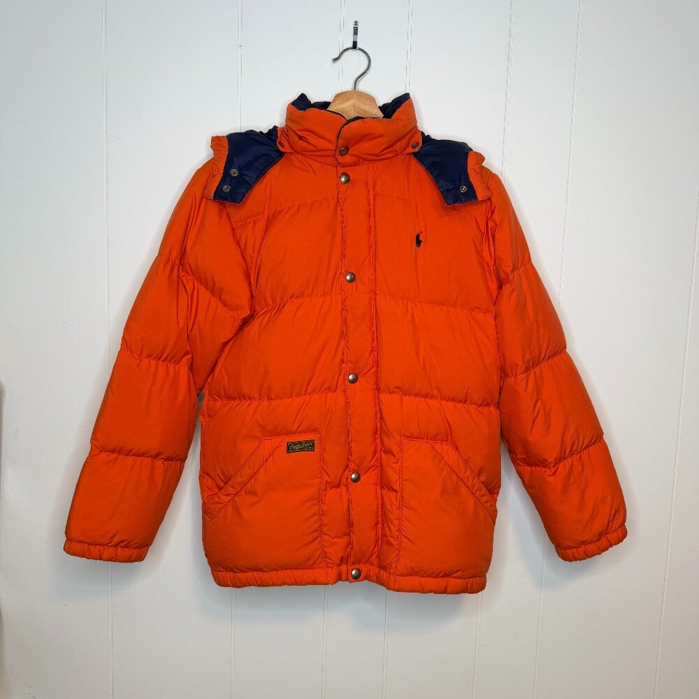 Polo Ralph Lauren Kids Orange Down Jacket Hooded Size L 14–16
